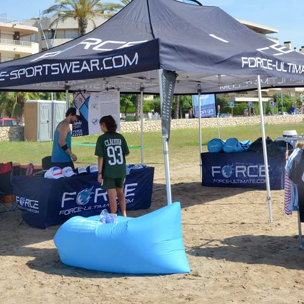 blue force tent shop on beach
